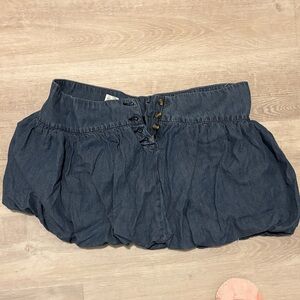 Denim Bubble Mini Skort - Dark Blue